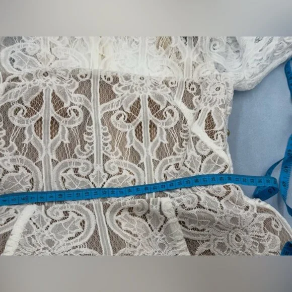 🆕 BRONX & BANCO 🧿 NWOT Casey White Lace Long Sleeve Mini Dress, Sz XS / US 2 - Picture 16 of 16